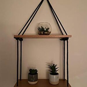 Addikts Hanging Shelves – Set of 2 Floating Wooden Shelves – Natural Oak Triangle Shelf – Indoor Plant Shelf – Unique Wall Décor for Bedroom, Bathroom or Kitchen – Minimalist and Modern Design