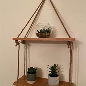 Addikts Hanging Shelves – Set of 2 Floating Wooden Shelves – Natural Oak Triangle Shelf – Indoor Plant Shelf – Unique Wall Décor for Bedroom, Bathroom or Kitchen – Minimalist and Modern Design