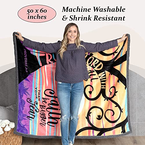 OBSI Inspirational Healing Blanket with Proverbs Scripture - Get Well Soon Gifts for Women | Christian Gifts for Women | Religious Gifts for Women - Colorful Sympathy Blanket