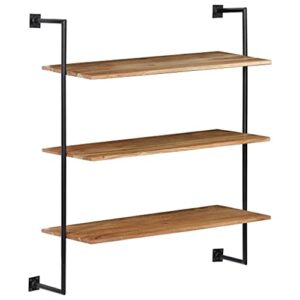 iFCOW Wall Shelf Floating Shelves Wall Shelves Decorative Storage Shelves for Bathroom Kitchen Bedroom Office 37"x13.7"x44.4" Solid Acacia Wood