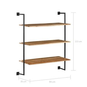 iFCOW Wall Shelf Floating Shelves Wall Shelves Decorative Storage Shelves for Bathroom Kitchen Bedroom Office 37"x13.7"x44.4" Solid Acacia Wood