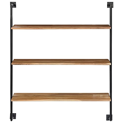 iFCOW Wall Shelf Floating Shelves Wall Shelves Decorative Storage Shelves for Bathroom Kitchen Bedroom Office 37"x13.7"x44.4" Solid Acacia Wood