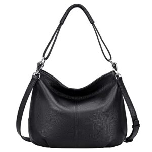 cherish kiss women’s purses and handbags genuine leather hobo bag for ladies shoulder cross body bags(k22 black-1)