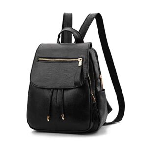 b&e life backpack mini backpack pu leather ladies rucksack shoulder bag purses girls backpack (black)