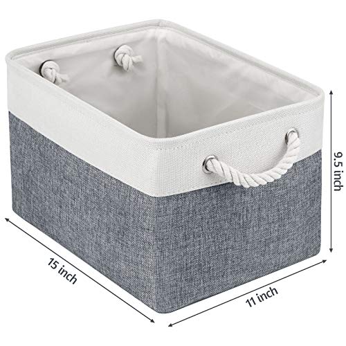 WISELIFE Storage Basket Bins [3-Pack] - Large Collapsible Storage Cubes Organizer for Shelf Closet Bedroom, Perfect Storage Box with Handles（Grey Patchwork, 15" x 11" x 9.5"）