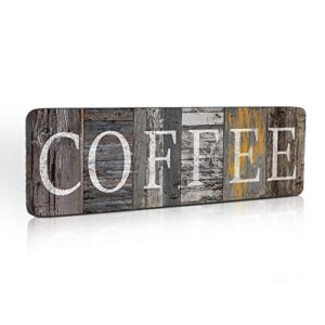 rustic coffee sign farmhouse kitchen decor sign printed wall hanging coffee bar plaque for home office coffee counter decor vintage wood grain coffee station signs by 16×5 inches