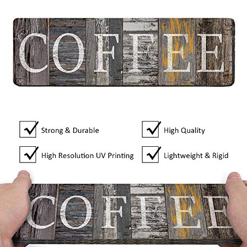 Rustic Coffee Sign Farmhouse Kitchen Decor Sign Printed Wall Hanging Coffee Bar Plaque for Home Office Coffee Counter Decor Vintage Wood Grain Coffee Station Signs by 16x5 inches