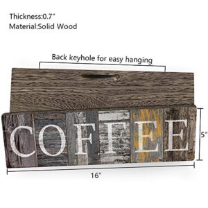 Rustic Coffee Sign Farmhouse Kitchen Decor Sign Printed Wall Hanging Coffee Bar Plaque for Home Office Coffee Counter Decor Vintage Wood Grain Coffee Station Signs by 16x5 inches