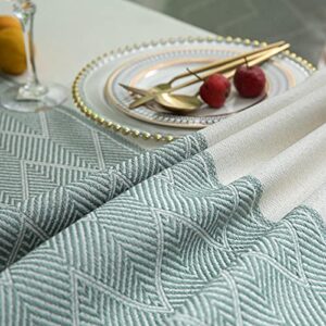 Neelvin Rectangle Square Tablecloths Knitted Embroidery Textured Tassel Cotton Linen Decorative Oblong Table Cover for Kitchen Dining Room Picnic (55x118 Inch,Green)
