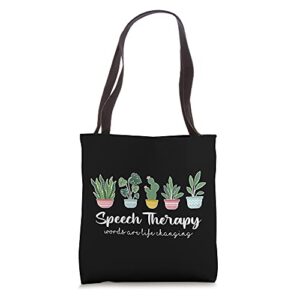 speech therapy slp speech language pathology cute plant tote bag