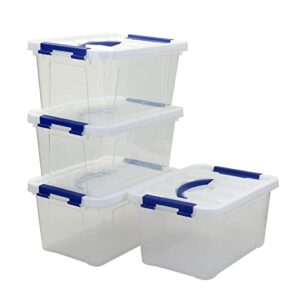 annkkyus 4-pack clear storage box tote, plastic bins with lids, 6 quarts