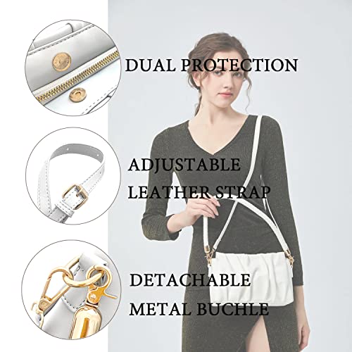 White Purse Female Shoulder Crossbody Bags Purses for Womens With Metal Chain Strap Cute Removable Strap Cinched Small