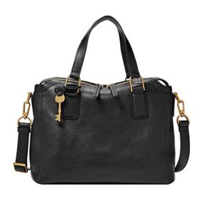 fossil women’s jacqueline eco-leather satchel purse handbag, black (model: zb1501001)