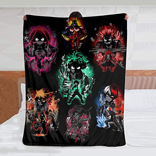 My Hero Academia Collage Anime Plush Flannel Fuzzy Blanket， Throw Blankets for Couch & Bed,Super Soft Warm Blankets for Winter Micro Fleece, Lightweight Cozy Plush Microfiber .80"x60"