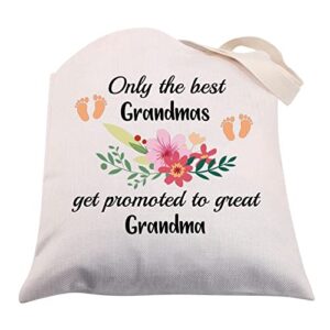 grandma canvas tote bag new grandma announcement gifts grandma shoulder bag only the best grandmas get promoted to great grandma shopping bag