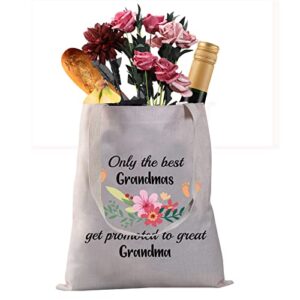 Grandma Canvas Tote Bag New Grandma Announcement Gifts Grandma Shoulder Bag Only The Best Grandmas Get Promoted to Great Grandma Shopping Bag