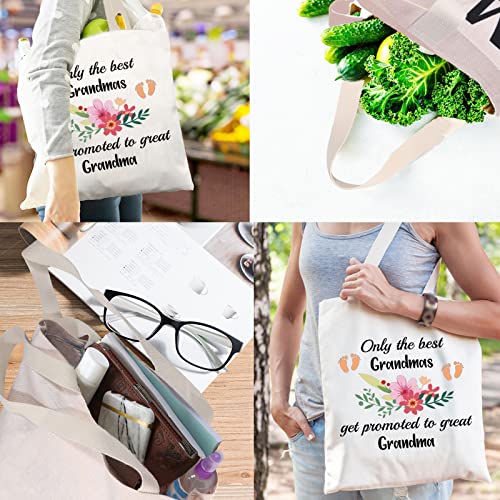 Grandma Canvas Tote Bag New Grandma Announcement Gifts Grandma Shoulder Bag Only The Best Grandmas Get Promoted to Great Grandma Shopping Bag