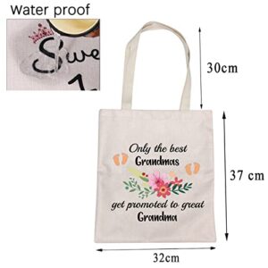 Grandma Canvas Tote Bag New Grandma Announcement Gifts Grandma Shoulder Bag Only The Best Grandmas Get Promoted to Great Grandma Shopping Bag