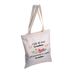 Grandma Canvas Tote Bag New Grandma Announcement Gifts Grandma Shoulder Bag Only The Best Grandmas Get Promoted to Great Grandma Shopping Bag
