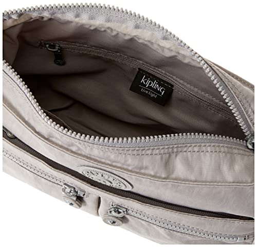 Kipling womens Women's New Angie Handbag, Lightweight Bag, Nylon Travel Crossbody Bag, Grey Gris, 10.5 L X 8 H X 2 D US