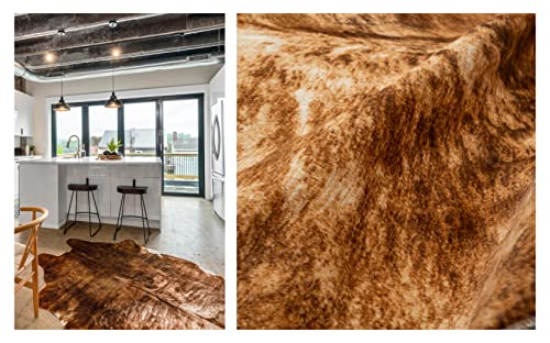 NativeSkins Large Faux Cowhide Rug - Sahara Sands (4.6ft x 6.6ft) - Cow Print Area Rug for a Western Boho Decor - Synthetic, Cruelty-Free Animal Hide Carpet with No-Slip Backing