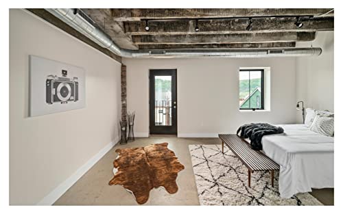 NativeSkins Large Faux Cowhide Rug - Sahara Sands (4.6ft x 6.6ft) - Cow Print Area Rug for a Western Boho Decor - Synthetic, Cruelty-Free Animal Hide Carpet with No-Slip Backing