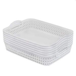 cadineus a4 paper tray, plastic storage basket trays, white, set of 6