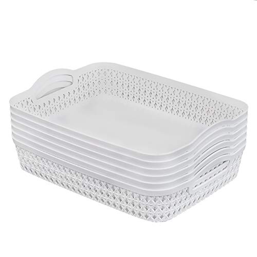 CadineUS A4 Paper Tray, Plastic Storage Basket Trays, White, Set of 6