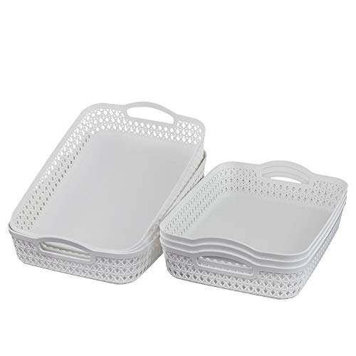 CadineUS A4 Paper Tray, Plastic Storage Basket Trays, White, Set of 6