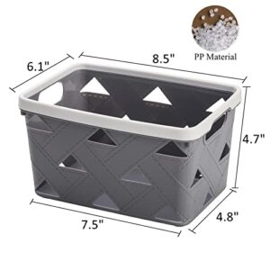 ZOOFOX Set of 8 Mini Plastic Baskets for Organizing, 8.5" x 6.1" x 4.7" Pantry Organizer Basket Bins for Drawers, Shelves, Closet, Countertop and Office