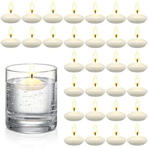 30 Pcs 1.5'' Unscented Valentine's Day Floating Candles Floating Candles for Centerpieces Floating Warm Tealights Candles Floating Candles for Wedding Party Valentine's Day Party Decoration (White)