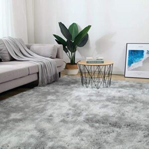 5×8 light grey area rugs modern home decorate soft fluffy carpets for living room bedroom kids room fuzzy plush non-slip floor area rug fluffy indoor carpet
