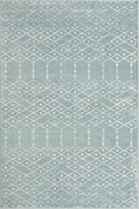 rugs.com paxon trellis collection rug – 4′ x 6′ aqua medium-pile rug perfect for entryways, kitchens, breakfast nooks, accent pieces