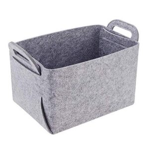 household boxes laundry felt storage basket organiser container, foldable book box toys organise container(light grey small)