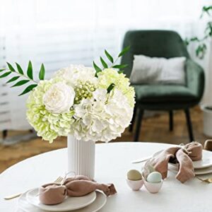 YalzoneMet 3 Pcs 21in White Artificial Hydrangea Flower Large Natural Lifelike Real Touch Hydrangea Flower Faux for Home Party Decor Outdoor Wedding Table Decoration