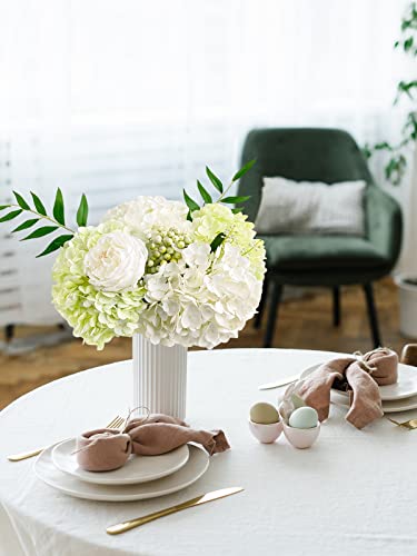 YalzoneMet 3 Pcs 21in White Artificial Hydrangea Flower Large Natural Lifelike Real Touch Hydrangea Flower Faux for Home Party Decor Outdoor Wedding Table Decoration