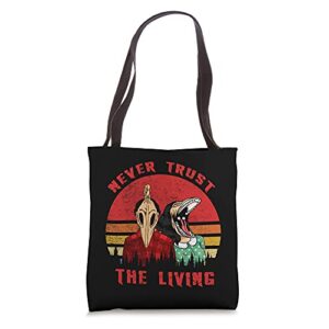 retro vintage never trust the living creepy goth grunge emo tote bag