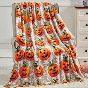 Decor&More Happy Halloween Microplush Throw Blanket (50 x 60inch) - Pumpkins