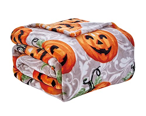 Decor&More Happy Halloween Microplush Throw Blanket (50 x 60inch) - Pumpkins