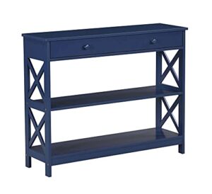 convenience concepts oxford 1 drawer console table with shelves, cobalt blue