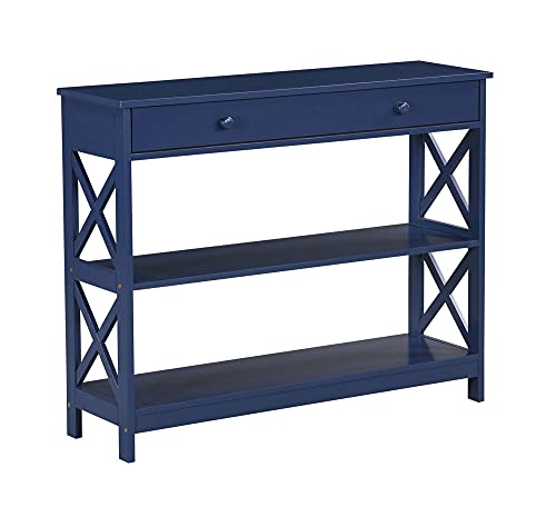 Convenience Concepts Oxford 1 Drawer Console Table with Shelves, Cobalt Blue