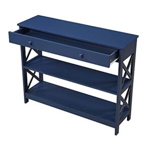 Convenience Concepts Oxford 1 Drawer Console Table with Shelves, Cobalt Blue