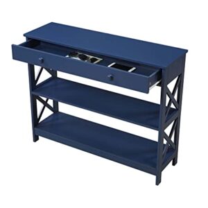 Convenience Concepts Oxford 1 Drawer Console Table with Shelves, Cobalt Blue