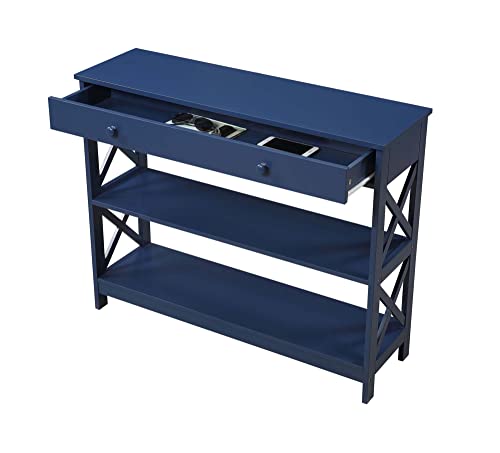 Convenience Concepts Oxford 1 Drawer Console Table with Shelves, Cobalt Blue