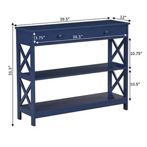 Convenience Concepts Oxford 1 Drawer Console Table with Shelves, Cobalt Blue