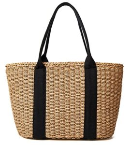 women straw bags summer beach tote bag handmade woven shoulder crossbody handbag