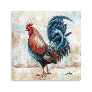 b blingbling rooster picture for kitchen wall art: golden rooster framed canvas wall art rustic home decor ready to hang (24″x24″x1panel)