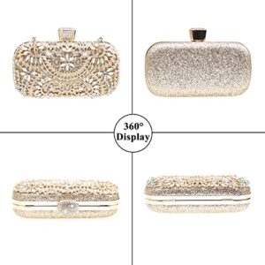 DA BODAN Womens Sparkly Rhinestone Sequin Glitter bag Clutch Evening Handbag Shoulder Bags Purse for Wedding Party Prom