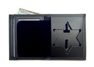 perfect fit shield wallets los angeles sheriff 6 point style badge bi-fold hidden badge wallet (cutout pf622), black