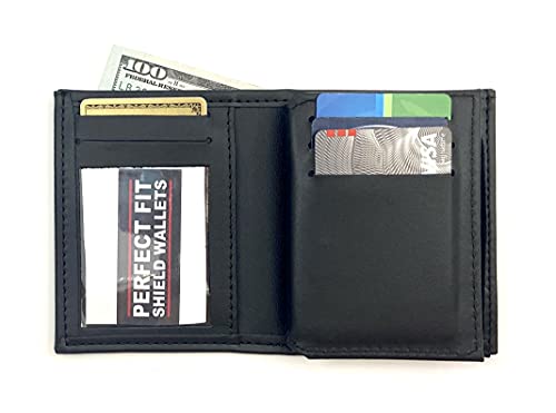 Perfect Fit Shield Wallets Los Angeles Sheriff 6 Point Style Badge Bi-Fold Hidden Badge Wallet (Cutout PF622), BLACK